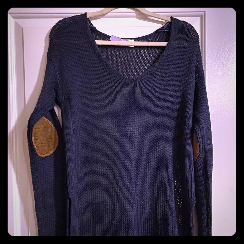 Blue sweater with elbow patches